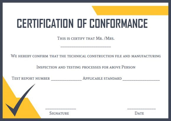 Certificate Of Conformance Template: 10 High Quality Samples for Best Certificate Of Conformity Template