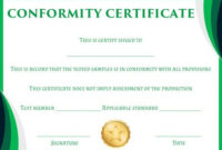 Certificate Of Conformity Sample Template | Free Certificate in Certificate Of Conformance Template