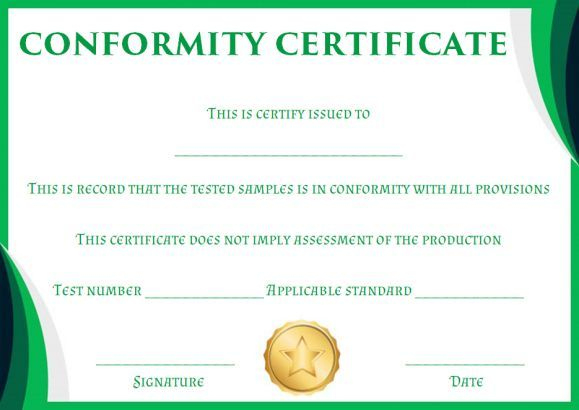 Certificate Of Conformity Sample Template | Free Certificate in New Certificate Of Conformity Templates