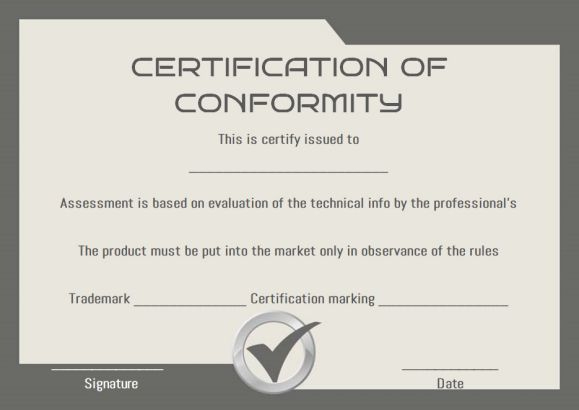 Certificate Of Conformity Sample Templates | Printable inside New Conformity Certificate Template