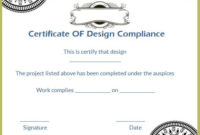 Certificate Of Design Compliance Template | Certificate Of within Certificate Of Conformity Template Ideas