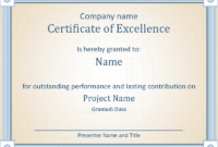 Certificate Of Employee Excellence for New Certificate Of Excellence Template Word