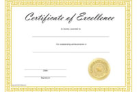 Certificate Of Excellence – Free Printable for New Free Printable Certificate Of Achievement Template