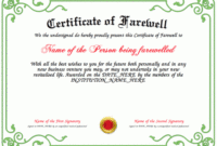 Certificate Of Farewell within Quality Farewell Certificate Template