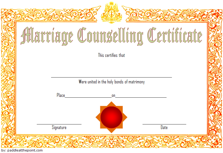 Certificate Of Marriage Counseling Template Free 2 within Marriage Counseling Certificate Template