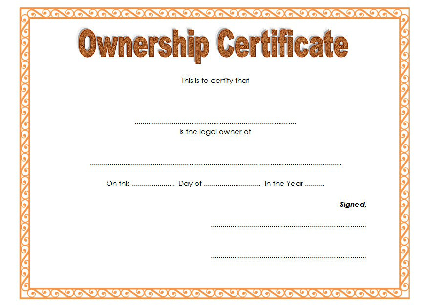 Certificate Of Ownership Llc Free Template 2 regarding Best Ownership Certificate Template