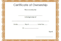 Certificate Of Ownership Template (2) – Templates Example regarding Download Ownership Certificate Templates Editable