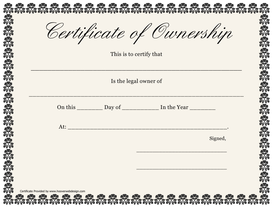 Certificate Of Ownership Template Download Printable Pdf in Best Ownership Certificate Template