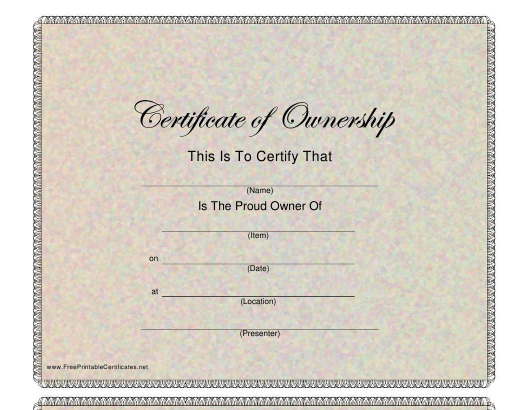 Certificate Of Ownership Template Download Printable Pdf in Quality Certificate Of Ownership Template