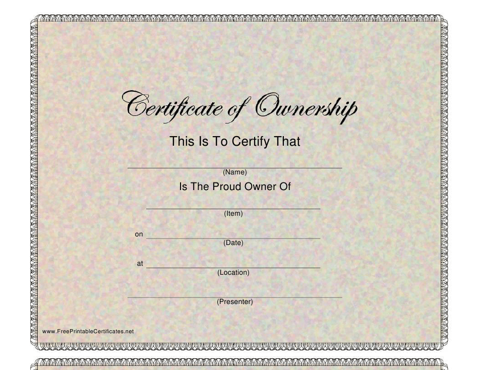 Certificate Of Ownership Template Download Printable Pdf inside