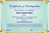 Certificate Of Participation | Certificate Templates in Best Sample Certificate Of Participation Template