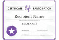 Certificate Of Participation for Best Sample Certificate Of Participation Template