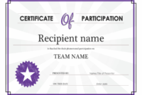 Certificate Of Participation for Templates For Certificates Of Participation
