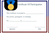 Certificate Of Participation For Workshop Template | Best throughout Certificate Of Participation In Workshop Template
