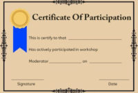 Certificate Of Participation For Workshop | Workshop throughout Best Certificate Of Participation In Workshop Template