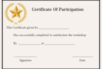 Certificate Of Participation In A Workshop | Certificate regarding Workshop Certificate Template