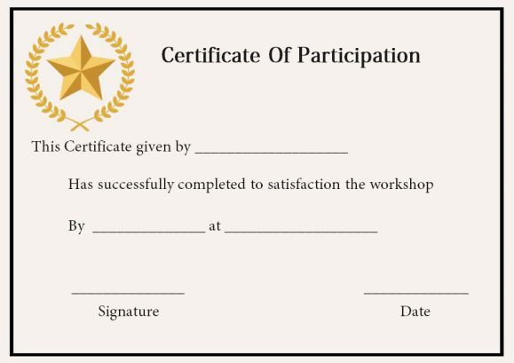 Certificate Of Participation In A Workshop | Certificate throughout Certificate Of Participation In Workshop Template