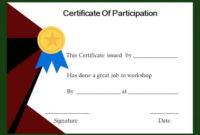 Certificate Of Participation In National Consultation pertaining to Best Certificate Of Participation In Workshop Template