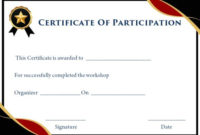 Certificate Of Participation In Workshop Template: 10+ pertaining to Unique Workshop Certificate Template