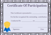 Certificate Of Participation In Workshop Templates inside Certificate Of Participation In Workshop Template
