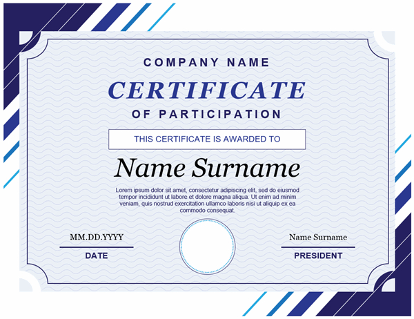 Certificate Of Participation within New Certificate Of Participation Template Ppt