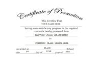 Certificate Of Promotion Free Templates Clip Art & Wording within Best Promotion Certificate Template