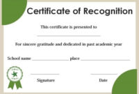 Certificate Of Recognition For Honor Students Template in Honor Award Certificate Template