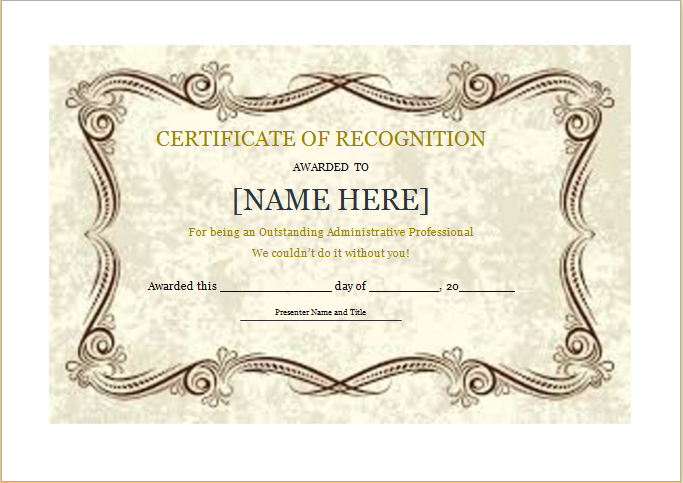Certificate Of Recognition Template For Word | Document Hub for Downloadable Certificate Of Recognition Templates