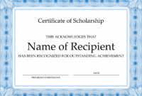 Certificate Of Scholarship (Formal Blue Border) for Scholarship Certificate Template
