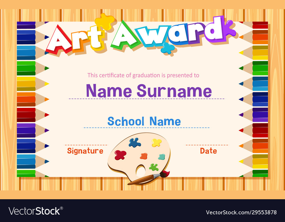 Certificate Template For Art Award With Color Vector Image for Art Award Certificate Template