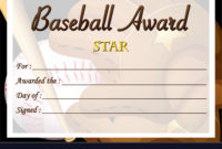 Certificate Template For Baseball Award Royalty Free Vector with regard to Quality Baseball Award Certificate Template