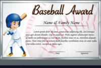Certificate Template For Baseball Award Royalty Free Vector with regard to Quality Baseball Award Certificate Template
