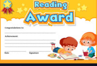 Certificate Template For Reading Award With Kids Vector Image regarding Reading Achievement Certificate Templates