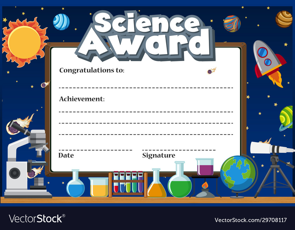 Certificate Template For Science Award Royalty Free Vector with regard to Unique Science Award Certificate Templates