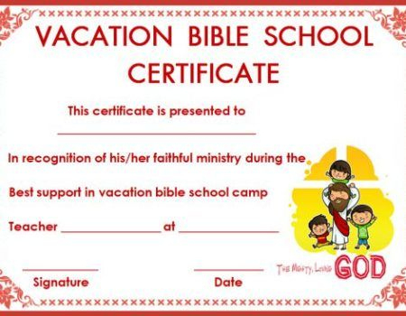 Certificate Template For Vbs | Bible School, Certificate throughout Vbs Certificate Template