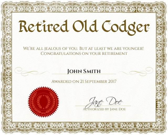 Certificate Template regarding Retirement Certificate Templates