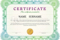 Certificate Template With Guilloche Elements. Green Diploma intended for New Validation Certificate Template