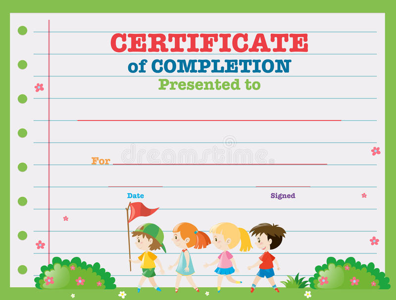Certificate Template With Kids Walking In The Park Stock in Unique Walking Certificate Templates