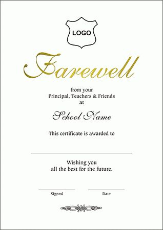 Certificates :: A4 Size :: Farewell A4 Within Farewell within Farewell Certificate Template