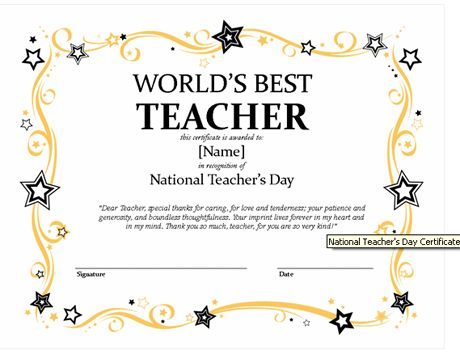Certificates For Teachers: The World'S Best Teacher Award pertaining to New Best Teacher Certificate Templates Free