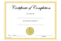 Certificates Of Completion – Free Printable intended for Certificate Of Completion Free Template Word