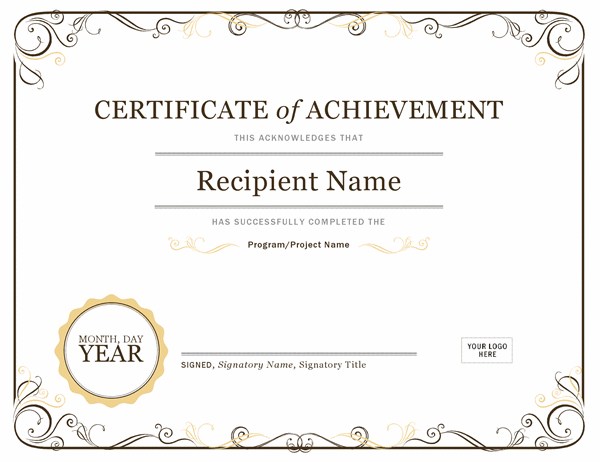 Certificates - Office throughout Unique Certificate Of Achievement Template Word