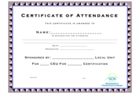 Ceu Certificate Of Completion Template Attendance Templates regarding Fresh Ceu Certificate Template