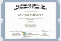 Ceu Certificate Of Completion Template Sample Throughout with regard to Unique Continuing Education Certificate Template