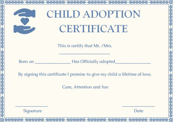 Child Adoption Certificates: 10 Free Printable And in Child Adoption Certificate Template