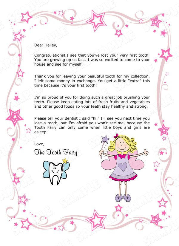 Children'S Personalized Tooth Fairydianesdigitaldesigns with Free Tooth Fairy Certificate Template