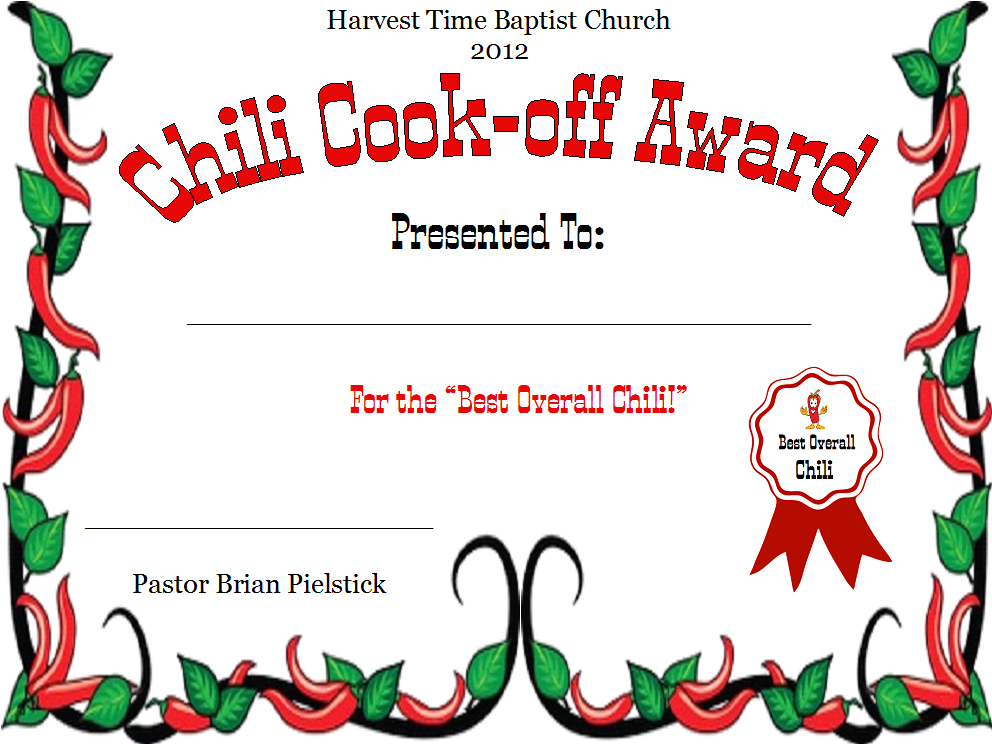 Chili Award Categories - Google Search | Chili Cook Off for Chili Cook Off Certificate Template