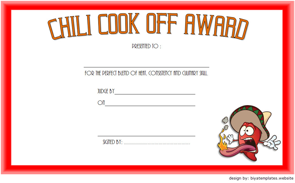 Chili Cook-Off Award Certificate Template Free 3 | Awards inside Unique Chili Cook Off Certificate Template