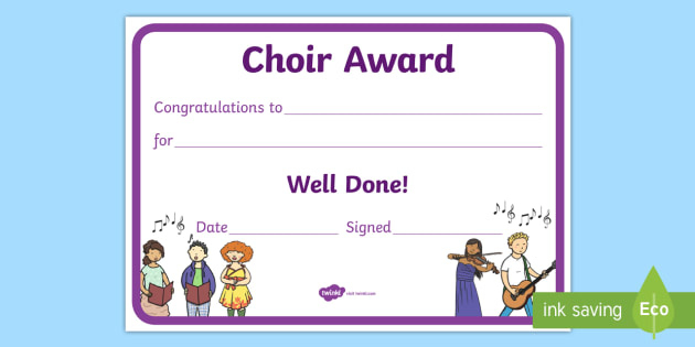 Choir Award Certificate (Teacher Made) with Choir Certificate Template