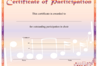 Choir Participation Certificate Printable Certificate with Choir Certificate Template